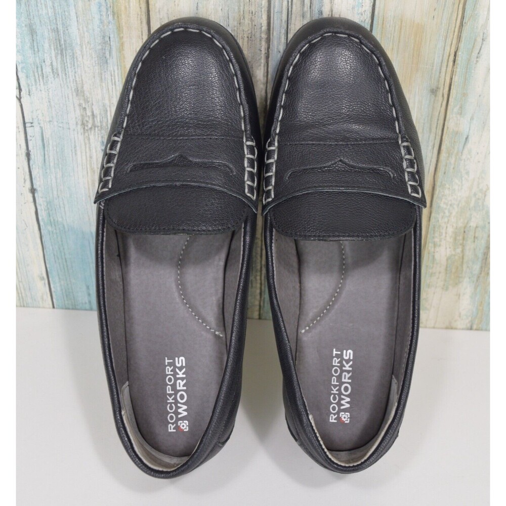 Rockport Works Women's Size 9 (W) Top Shore Steel Toe Penny Loafers Black - Picture 3 of 10